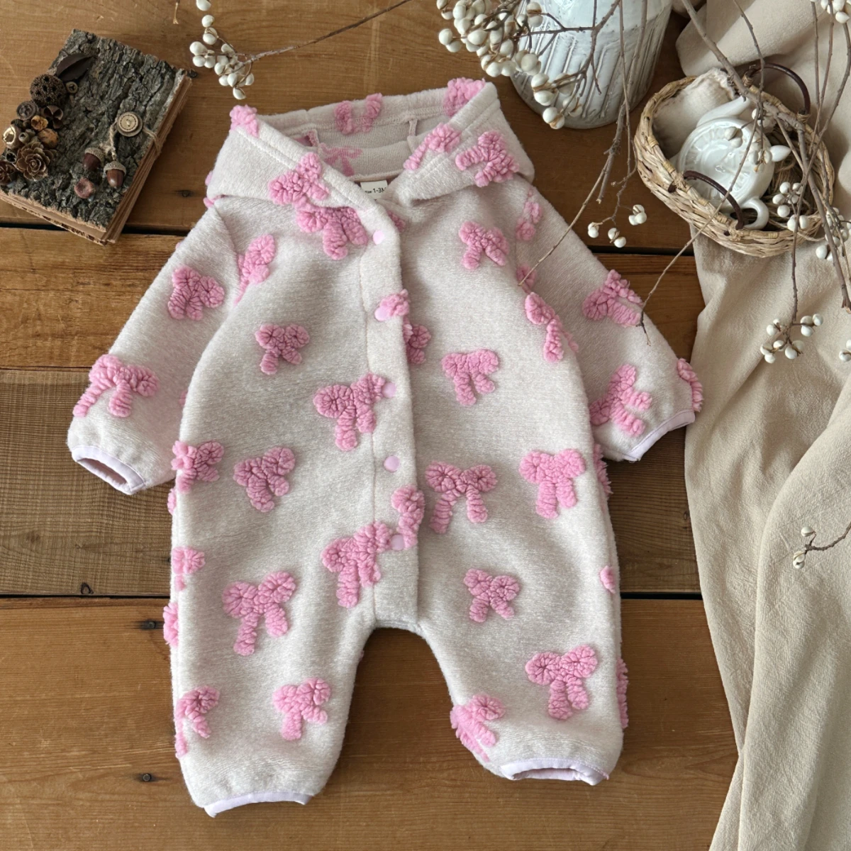 Newborn Baby Girl Romper Floral - Baju terusan bayi perempuan dengan tudung,