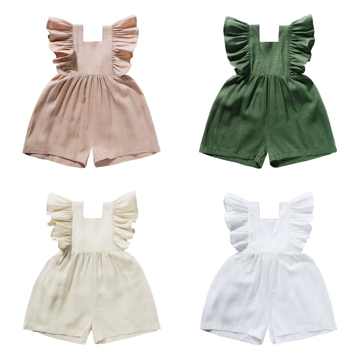Baby Summer Linen Sleeveless Jumpsuit - Baju Romper Bayi Perempuan Baru Lahir