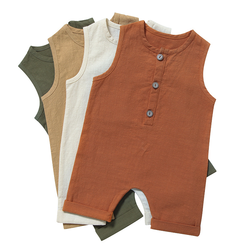 Romper Bayi Laki-laki Perempua - Baby Summer Linen Sleeveless Jumpsuit ulasan dan harga