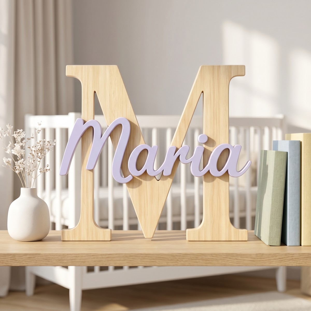 1Pc Plakat Nama Kayu Minimalis - Nursery ulasan dan harga